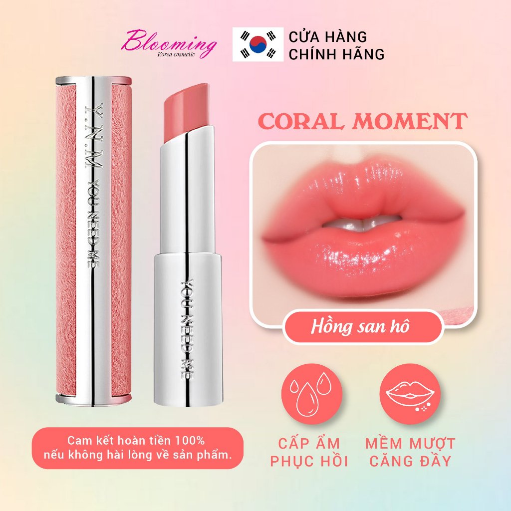 Son Dưỡng Lì Có Màu YNM Candy Pop Glow Melting Balm Coral Moment 3g/ Đỏ Hồng