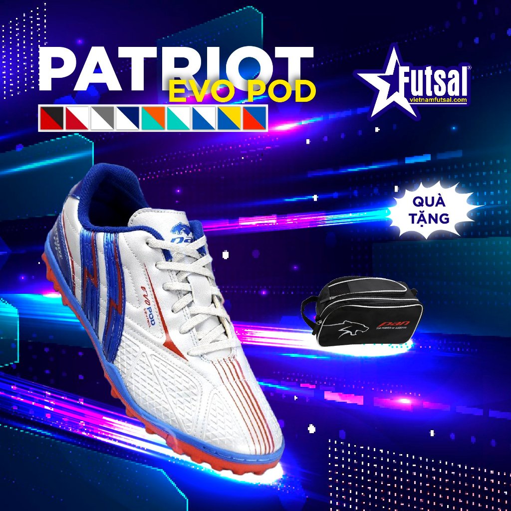 TẶNG TÚI GIÀY PAN - Giày Đá Banh Pan Thái Lan Patriot Evo Pod Control TF - Đế đinh sân cỏ nhân tạo, có khâu mũi