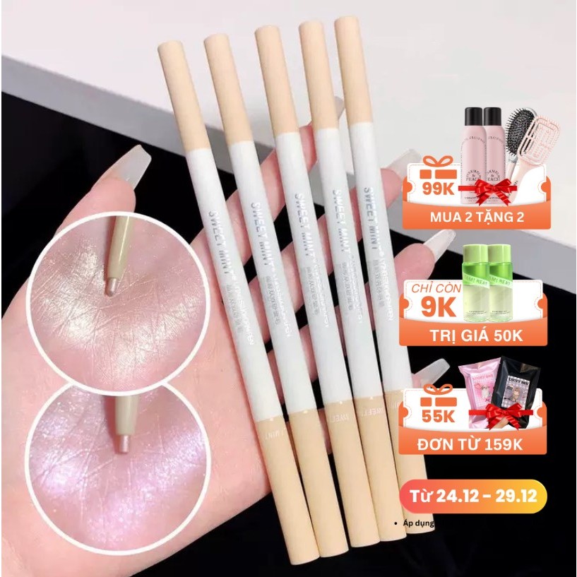 Bút kẻ bọng mắt 2 đầu 2in1 SWEET MINT nét mảnh chống thấm nước Lying Silkworm Pen SWMI36 SWMI41