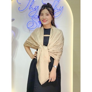 Khăn dạ choàng cổ họa tiết chữ chất dạ mềm mịn 65x190cm THYTHY STORE