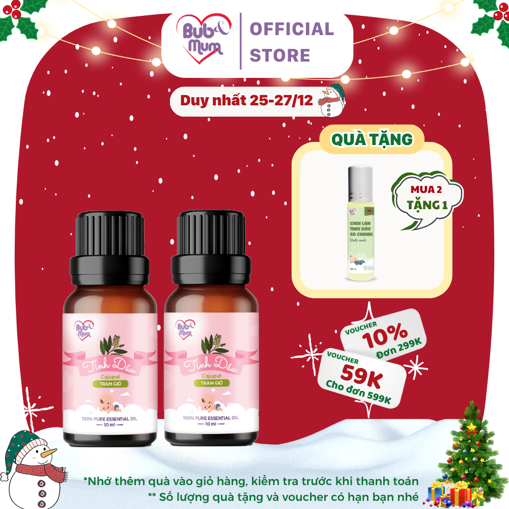 Tinh dầu Tràm gió cho bé BuB&MuM nguyên chất giúp giữ ấm, thơm phòng 10ml