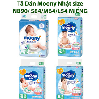 1 GÓI Tã Dán Moony Nhật Đủ Size S84/M64/L54 Cho Bé