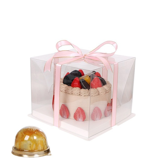 Hộp đựng bánh, đựng quà trong suốt đế trắng 15.5*15.5*14.5