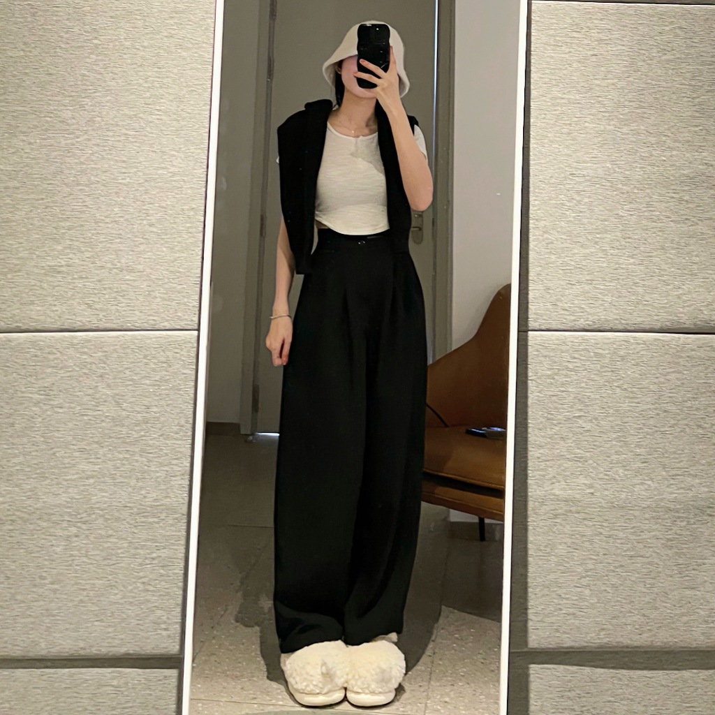 Quần ống suông nữ JEMCLOSET quần ống rộng hack dáng MINMIN 2962