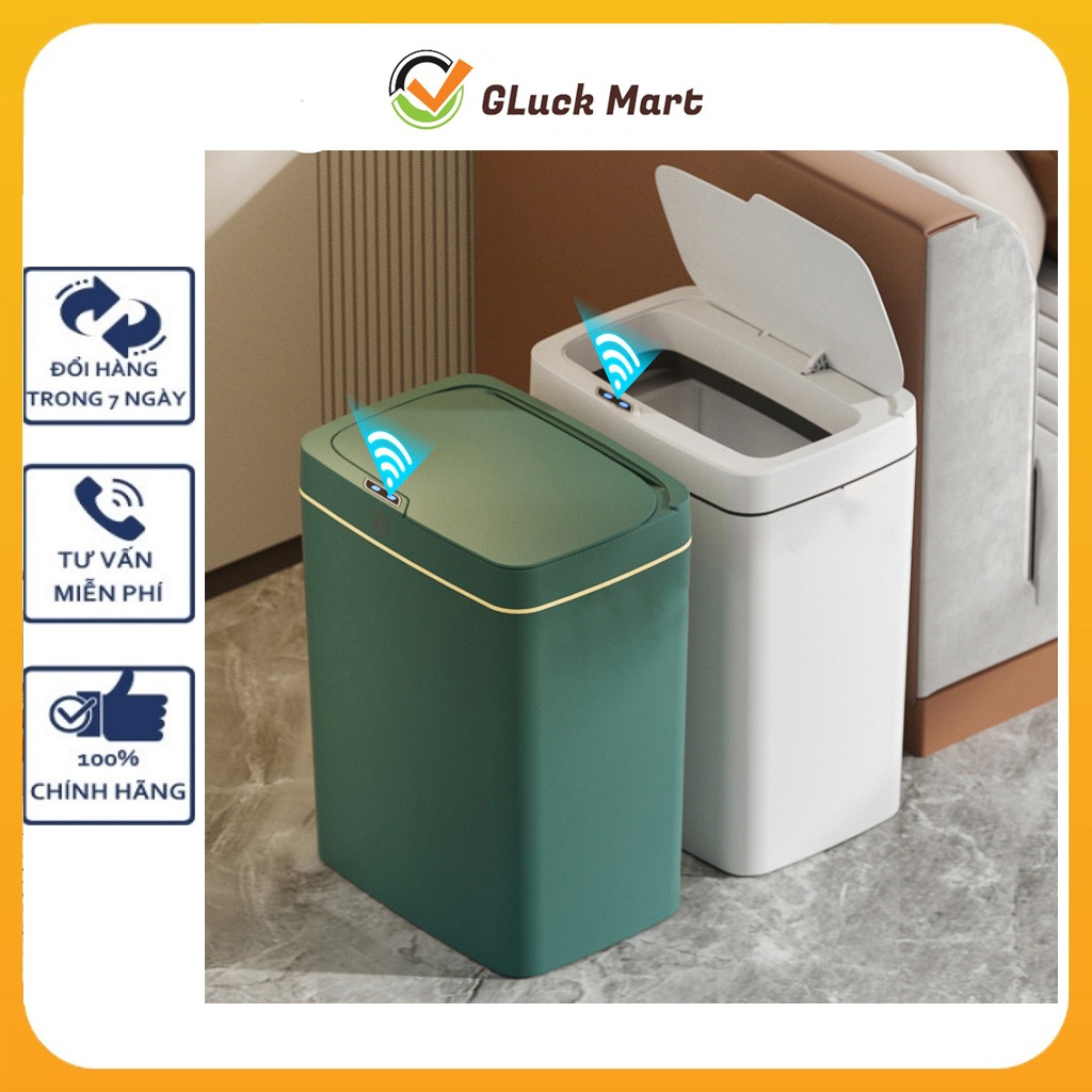 Thùng rác thông minh cảm ứng hoàn toàn tự động mở đóng nắp khi bỏ rác ngăn mùi có khoảng cách giỏ rác dây rút đóng gói