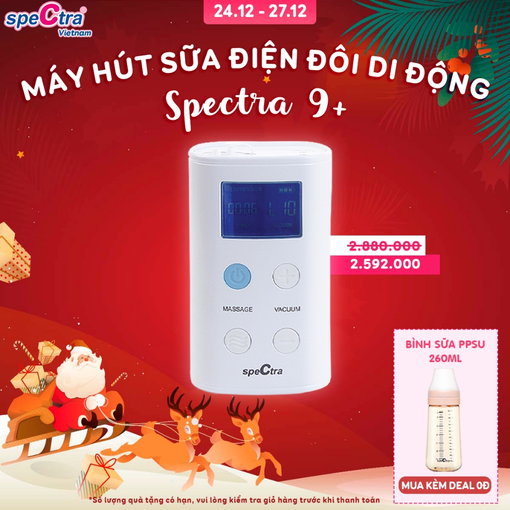 Máy hút sữa Spectra 9 Plus nhỏ gọn, tích điện, bảo hành 12 tháng