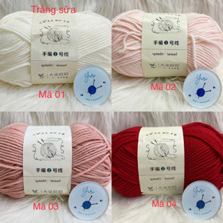 Len Yaoh Wool màu trơn, đan móc khăn, áo, nón mũ