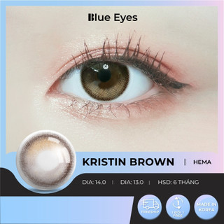 Kính áp tròng Kristin Brown Blue Eyes, dòng lens cận sử dụng sáu tháng, giãn tròng to, màu nâu late hồng trà KRI-BR