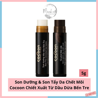 Son dưỡng môi cocoon và tẩy da chết môi cocoon chiết xuất từ dầu dừa bến tre, giúp môi căng mịn