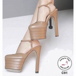 ORDER Giày cao gót 15cm da lì đế kép hàng cao cấp 4 màu đen bạc da xanh ms c91