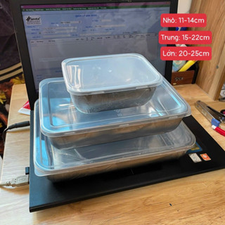 Hộp đựng thực phẩm inox 304. khay đựng topping có nắp