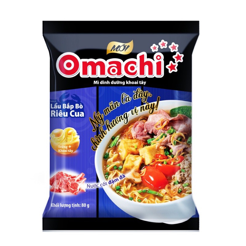 MÌ OMACHI LẨU BẮP BÒ RIÊU CUA GÓI 80G