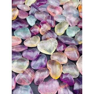 Trái tim đá thanh tẩy Fluorite mini, đá phong thủy dùng trong Tarot, reiki, thiền định