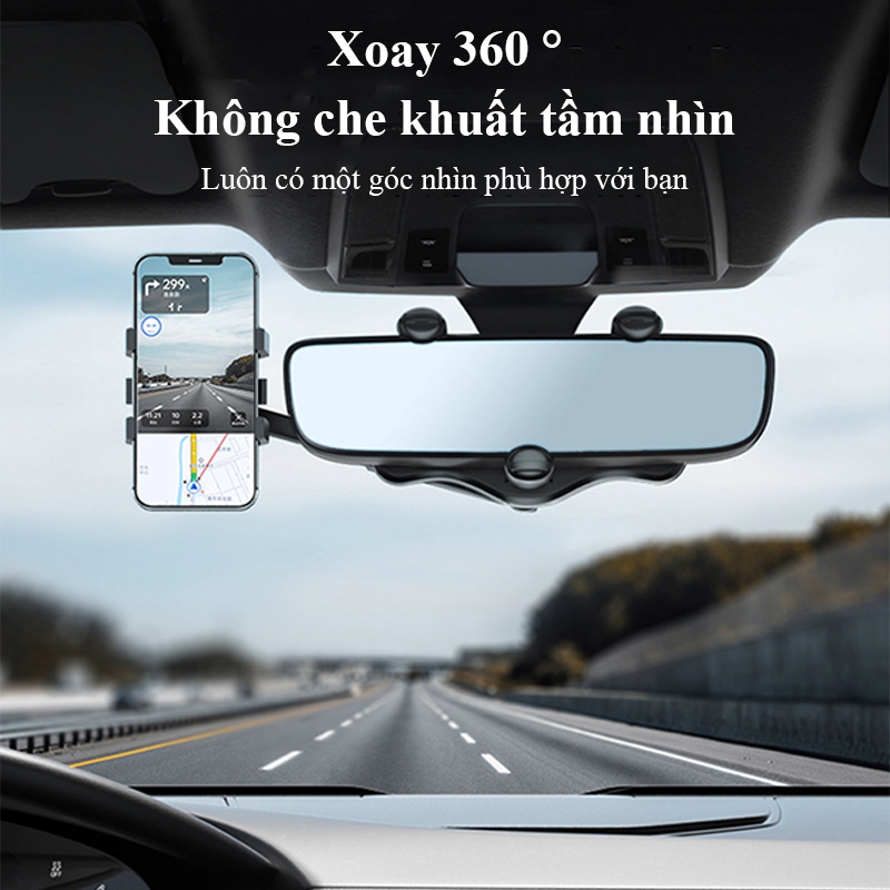 Giá điện thoại gương chiếu hậu MYT Giá đỡ điện thoại xoay 360 độ trên ô tô Kẹp điện thoại gương chiếu hậu trên ô tô