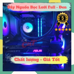Dây nguồn bọc lưới nối dài 24Pin- 8Pin-6Pin 4Pin lõi 18AWG (mix màu theo yêu cầu) - Full Đen