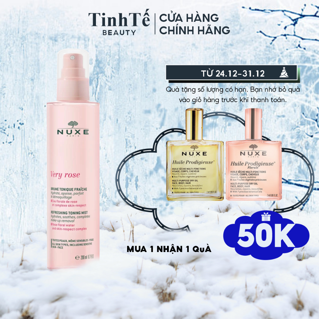 Xịt khoáng dưỡng ẩm Nuxe Very Rose Refreshing Toning Mist 200ml