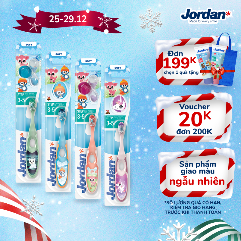 Combo 4 Bàn chải đánh răng Jordan Step 2 , Lông mềm