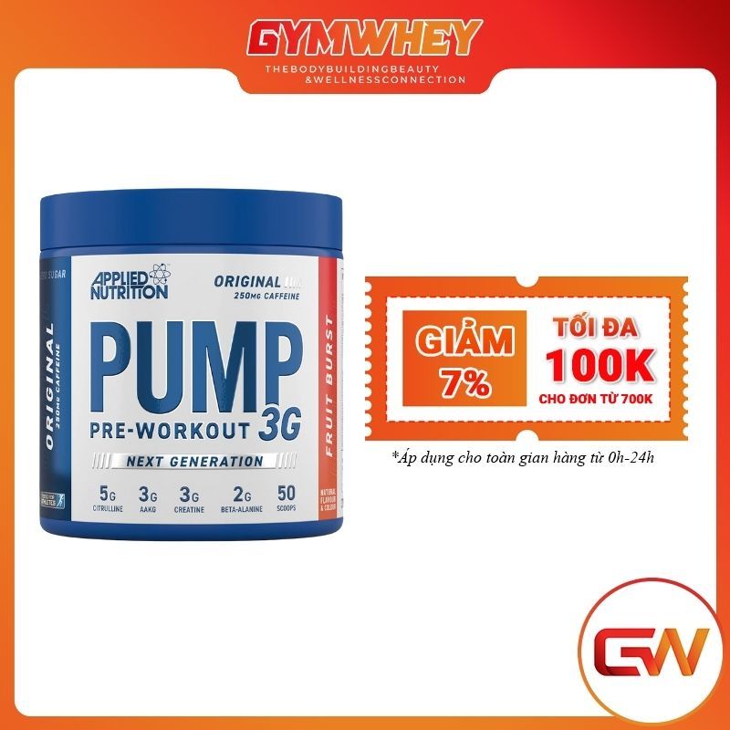 APPLIED NUTRITION PUMP 3G 25SER | Hỗ Tợ Tỉnh Táo Tăng Thể Lực