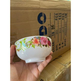 10 Chén cơm meka phíp ( bông ngẫu nhiên). Chén cơm nhựa nâu, trắng melamine các mẫu