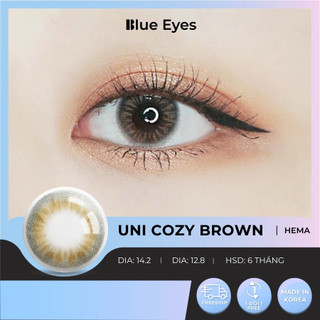 Kính áp tròng Unicozy Brown Blue Eyes, dòng lens cận sử dụng sáu tháng, giãn tròng to, màu xám nâu cam pha rêu UNI-BR-GR