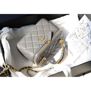 Túi xách Cha.nel vanity size 18cm chất da bê fullbox
