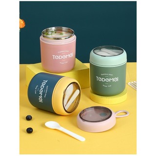 Bình ủ cháo 530ml tedemei. bình đựng ủ cháo giữ nhiệt tedemei 530ml kèm muỗng cho bé - cặp lồng cháo