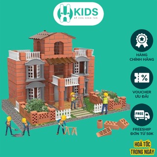 Đồ chơi xây nhà lắp ráp xây dựng X KIDS mô phỏng như thật cho bé trai nhập vai thợ hồ kĩ sư có gạch xi măng tái sử dụng