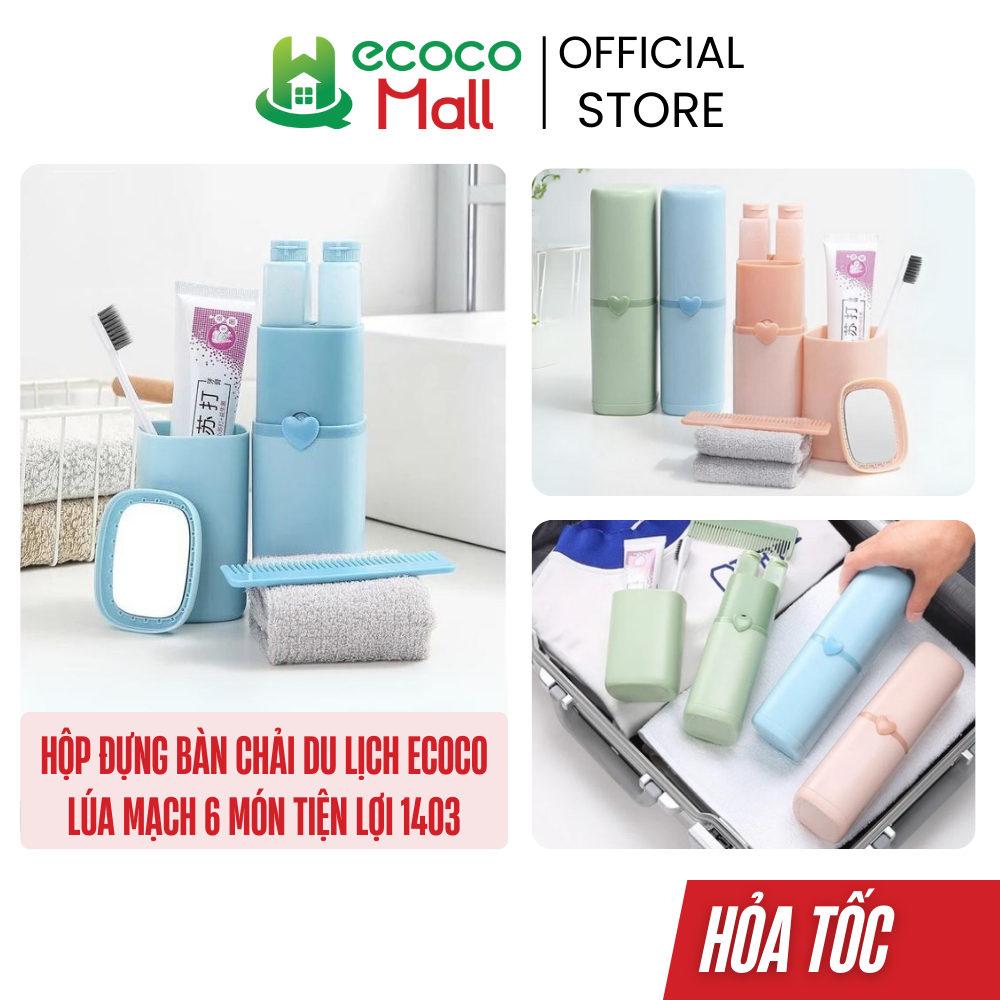 Hộp đựng bàn chải du lịch Ecoco lúa mạch 6 món tiện lợi 1403 EL