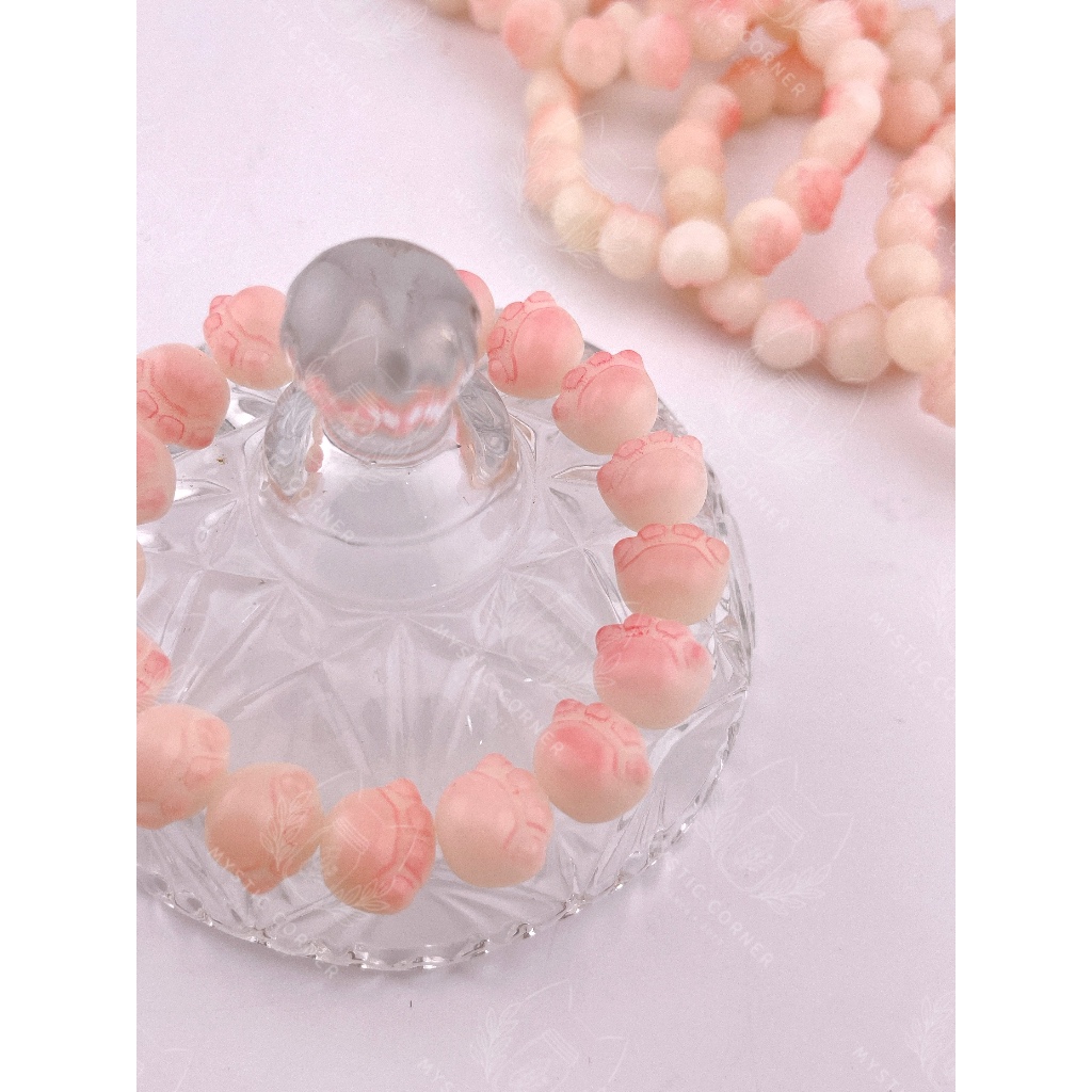 Vòng tay phong thuỷ hạt bồ đề charm chân Mèo hồng dễ thương