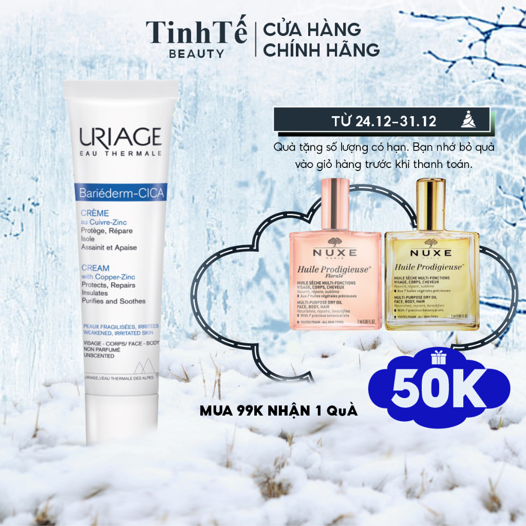 Kem làm dịu, làm lành và phục hồi da tổn thương URIAGE BARIÉDERM CICA-CRÈME 15ML/40ml