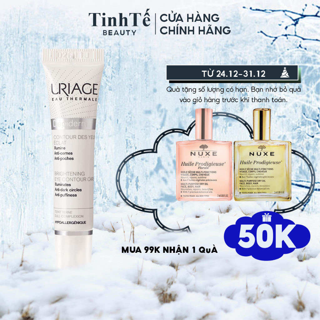 Kem dưỡng sáng giảm thâm, bọng mắt URIAGE DÉPIDERM CONTOUR DES YEUX ÉCLAT 15ml