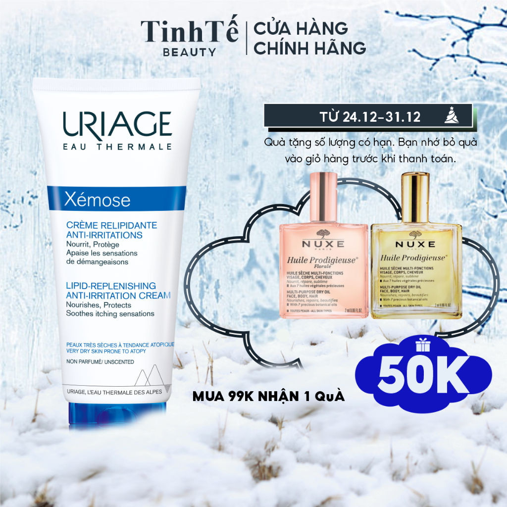 Kem hỗ trợ điều trị da khô, viêm da cơ địa, chàm URIAGE XEMOSE CREME RELIPIDANTE ANTI-IRRITATIONS 200ml/400ml