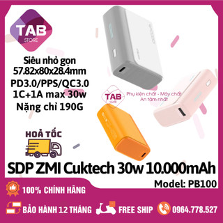 Sạc Dự Phòng Cuktech PB100 10000mAh 1C1A 30w PD3.0/PPS/QC3.0 QC  - Bảo Hành 12 Tháng