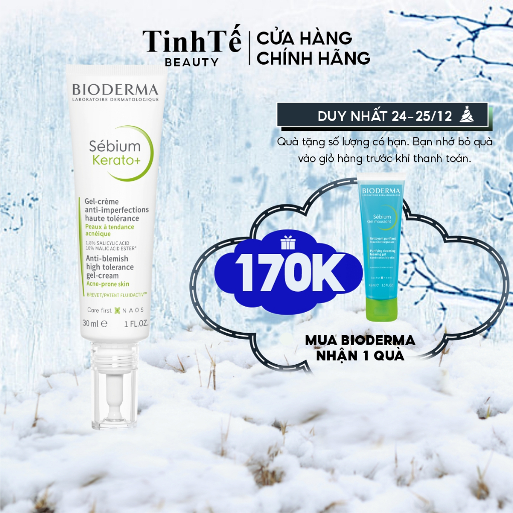 Kem dưỡng hỗ trợ giảm mụn cho da mụn nhẹ đến trung bình Bioderma Sébium Kerato+ 30ml