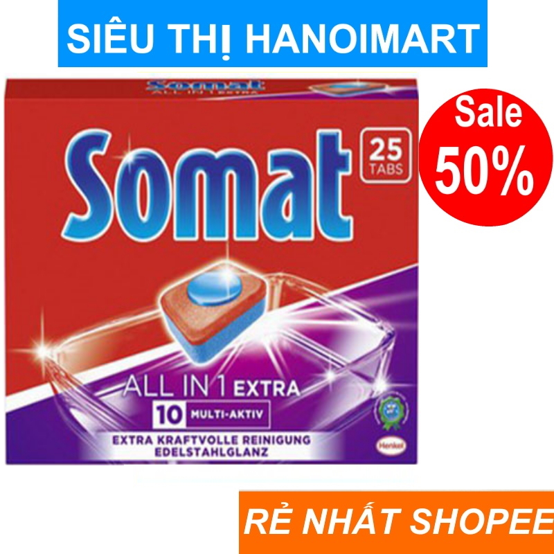 Viên rửa bát Somat 25 viên nhập khẩu đức, 50 viên somat all in 1 [RẺ VÔ ĐỊCH]
