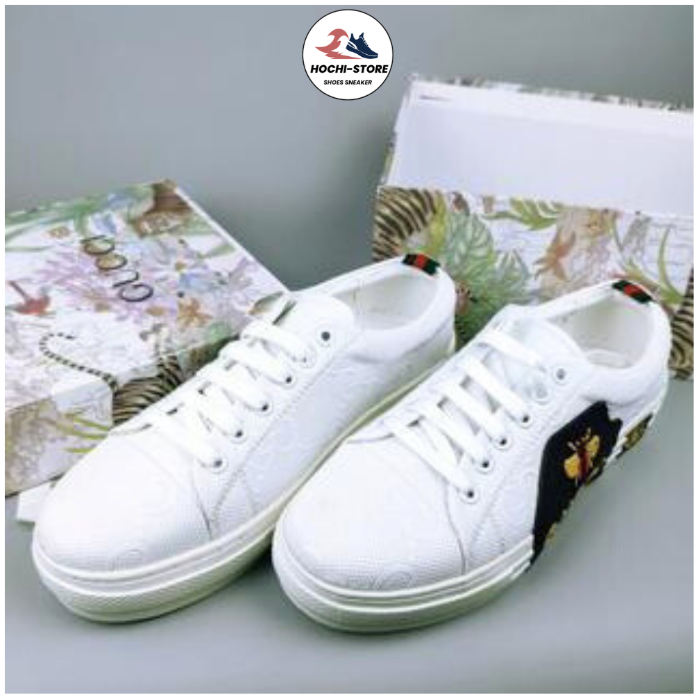 Giày thể thao Nam gucci . giày gc thêu ong . đế cao su mềm dẻo trống trơn trượt. form chuẩn ôm chân full bill-box