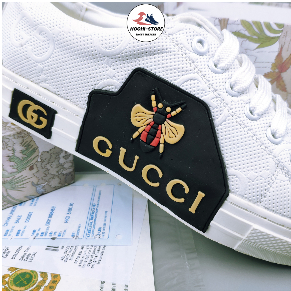 Giày thể thao Nam gucci . giày gc thêu ong . đế cao su mềm dẻo trống trơn trượt. form chuẩn ôm chân full bill-box