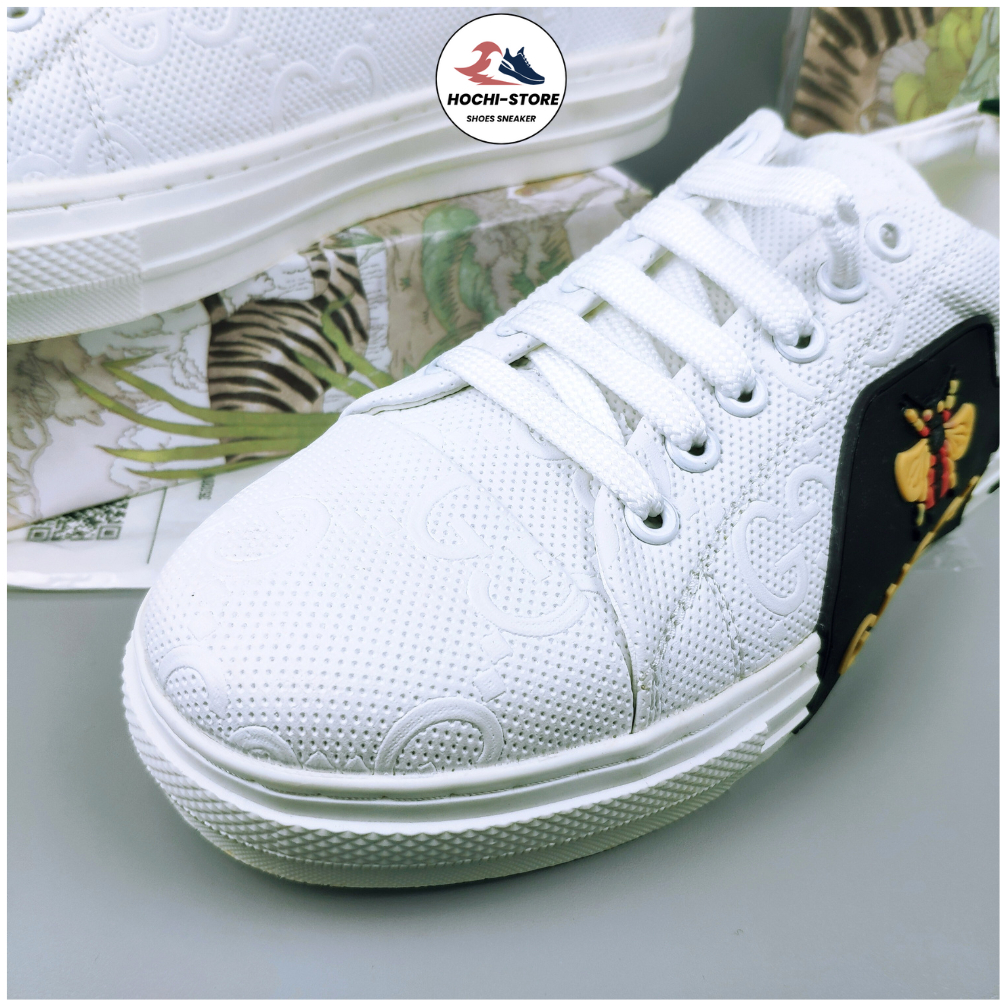 Giày thể thao Nam gucci . giày gc thêu ong . đế cao su mềm dẻo trống trơn trượt. form chuẩn ôm chân full bill-box