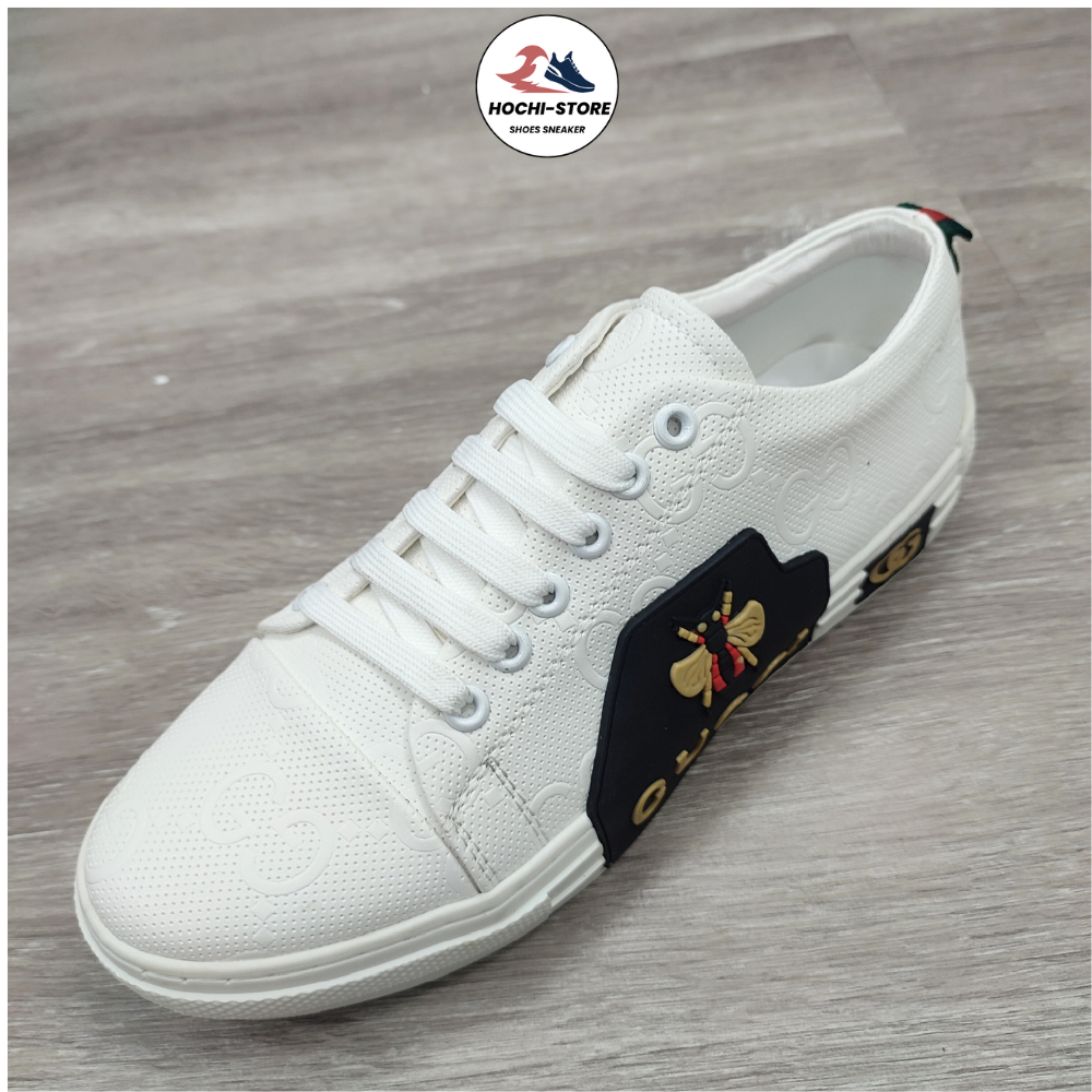 Giày thể thao Nam gucci . giày gc thêu ong . đế cao su mềm dẻo trống trơn trượt. form chuẩn ôm chân full bill-box