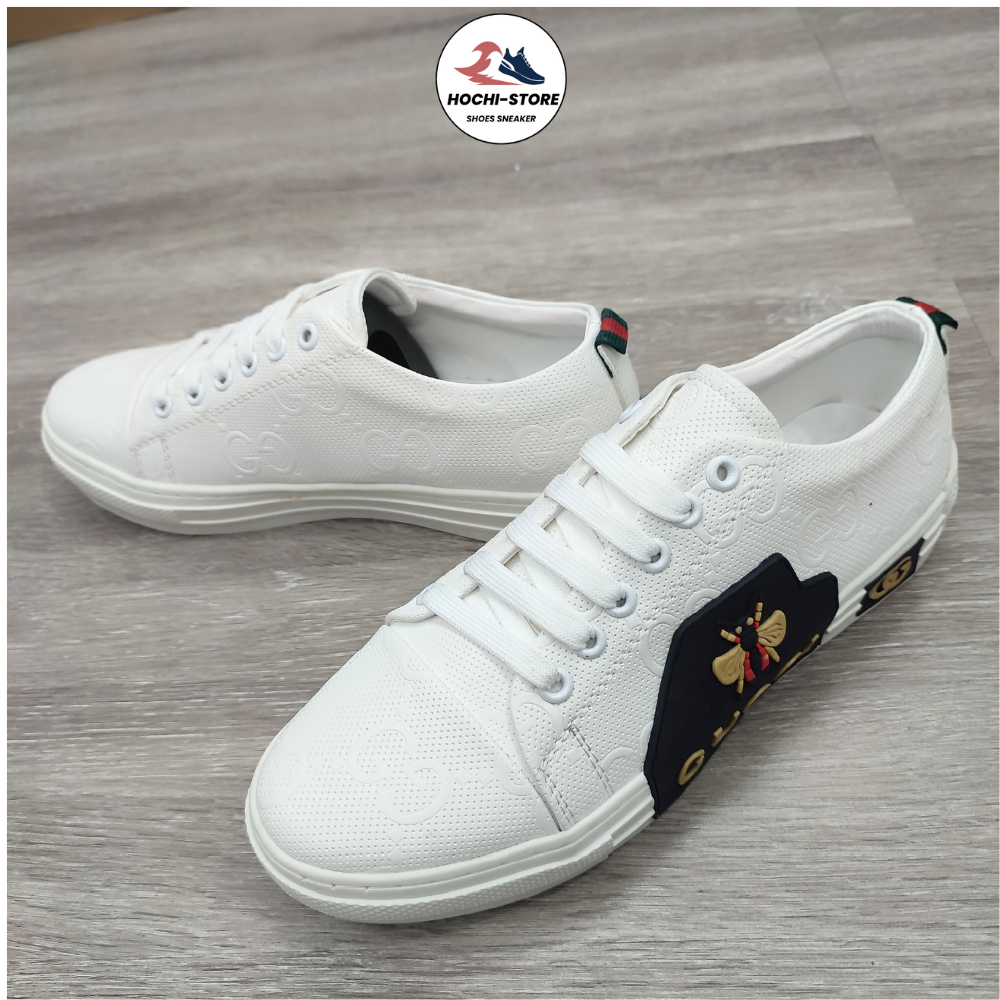 Giày thể thao Nam gucci . giày gc thêu ong . đế cao su mềm dẻo trống trơn trượt. form chuẩn ôm chân full bill-box