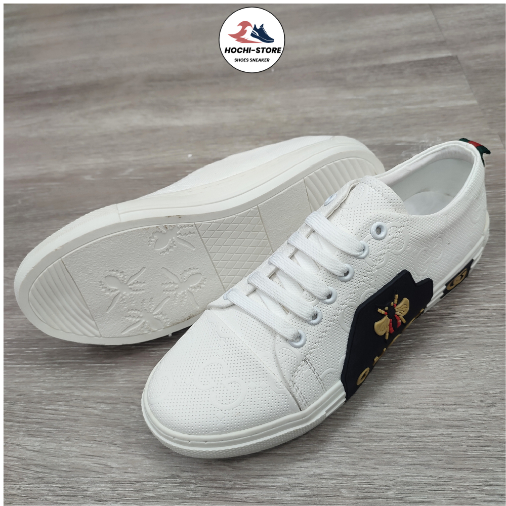 Giày thể thao Nam gucci . giày gc thêu ong . đế cao su mềm dẻo trống trơn trượt. form chuẩn ôm chân full bill-box