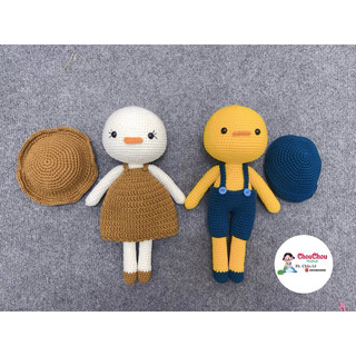 Thú len nhồi bông handmade - Gà đội nón ếch (20cm)