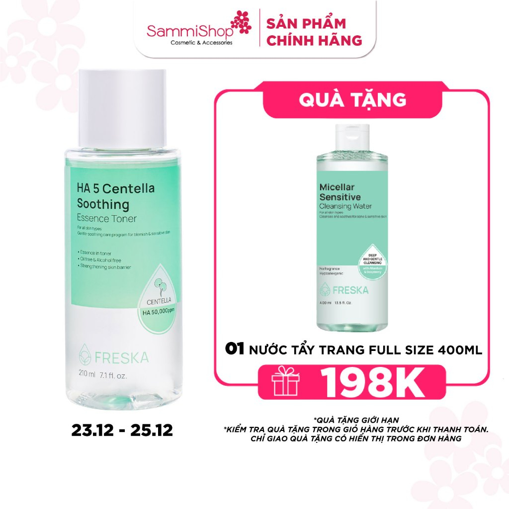 Freska Nước hoa hồng HA 5 Centella Soothing Essence Toner 210ml
