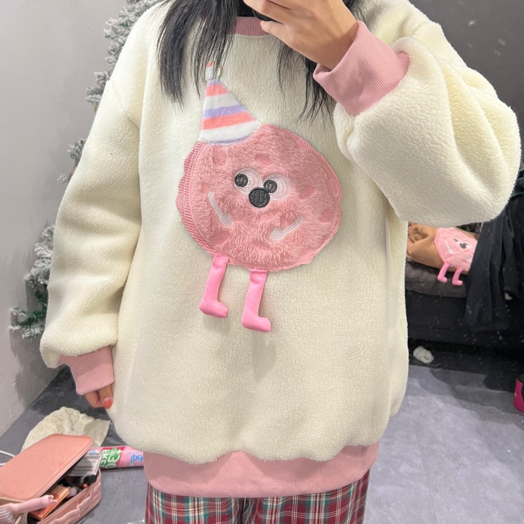 ÁO SWEATER LÔNG NGẮN CỔ TRÒN BE HỒNG CUTE A99