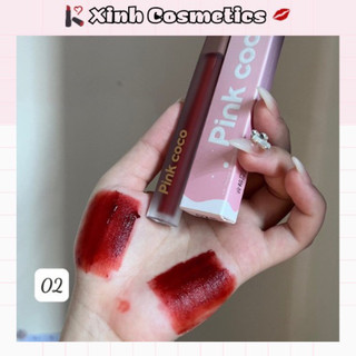  Son kem PINK COCO vuông dài nắp đỏ dưỡng ẩm mềm mịn môi hiệu ứng lì thiết kế xinh xắn 