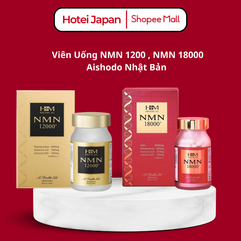 Viên uống NMN 12000, NMN 18000 Aishodo Nhật Bản -  Viên trẻ hóa và chống lão hóa toàn diện