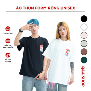 Áo Thun Nam Nữ Unisex Form Rộng  Tay Lỡ In Hình Ngộ Nghĩnh Trước Ngực Dáng Trẻ Trung TI-010