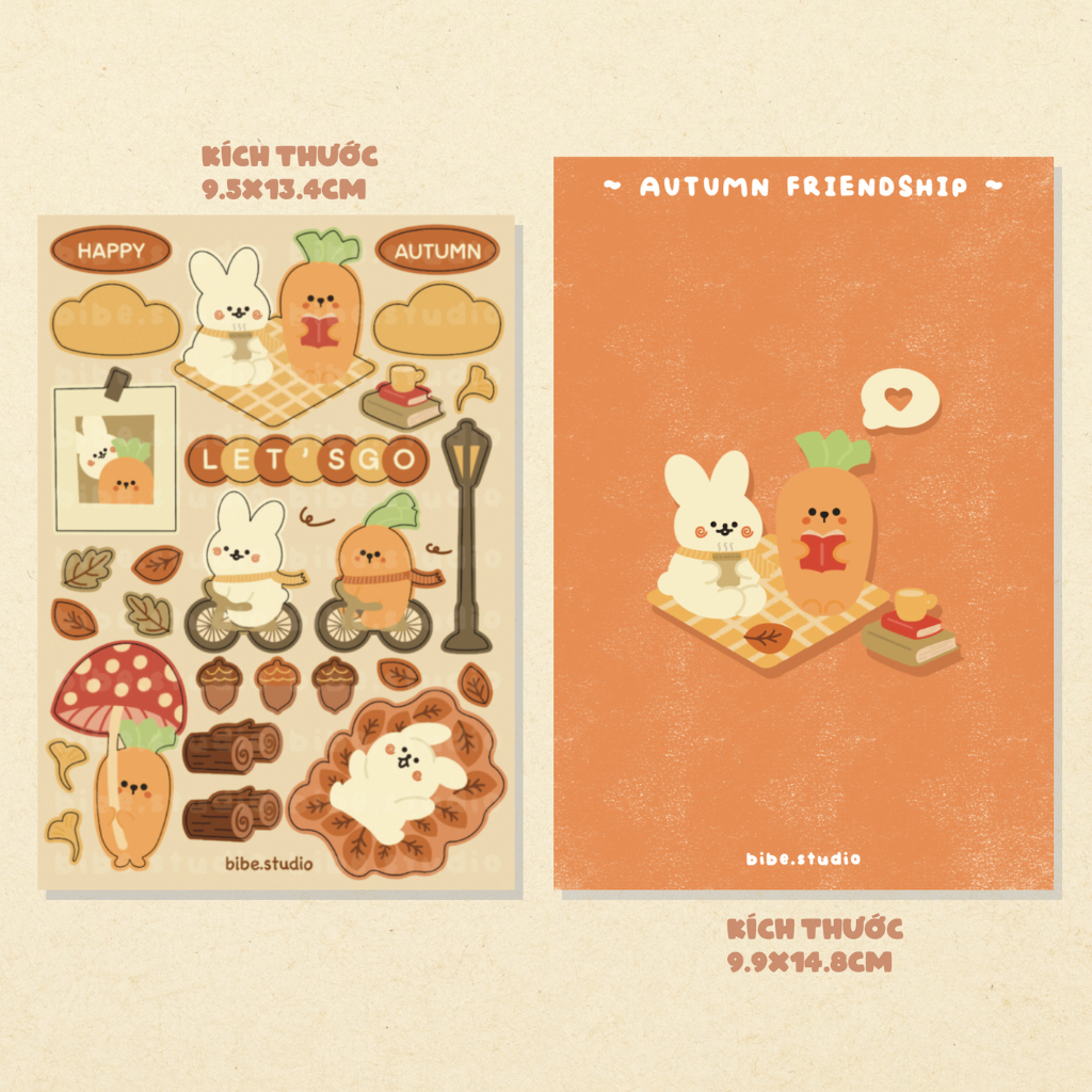 bibe | Autumn Friendship Sticker Sheet | Hình Dán Trang Trí Sổ Planner, Bullet Journal
