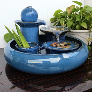 Thác nước phong thuỷ tuần hoàn LẠ DECOR cỡ lớn trang trí để bàn kích tài lộc, làm sạch không khí, thư giãn, giảm stress