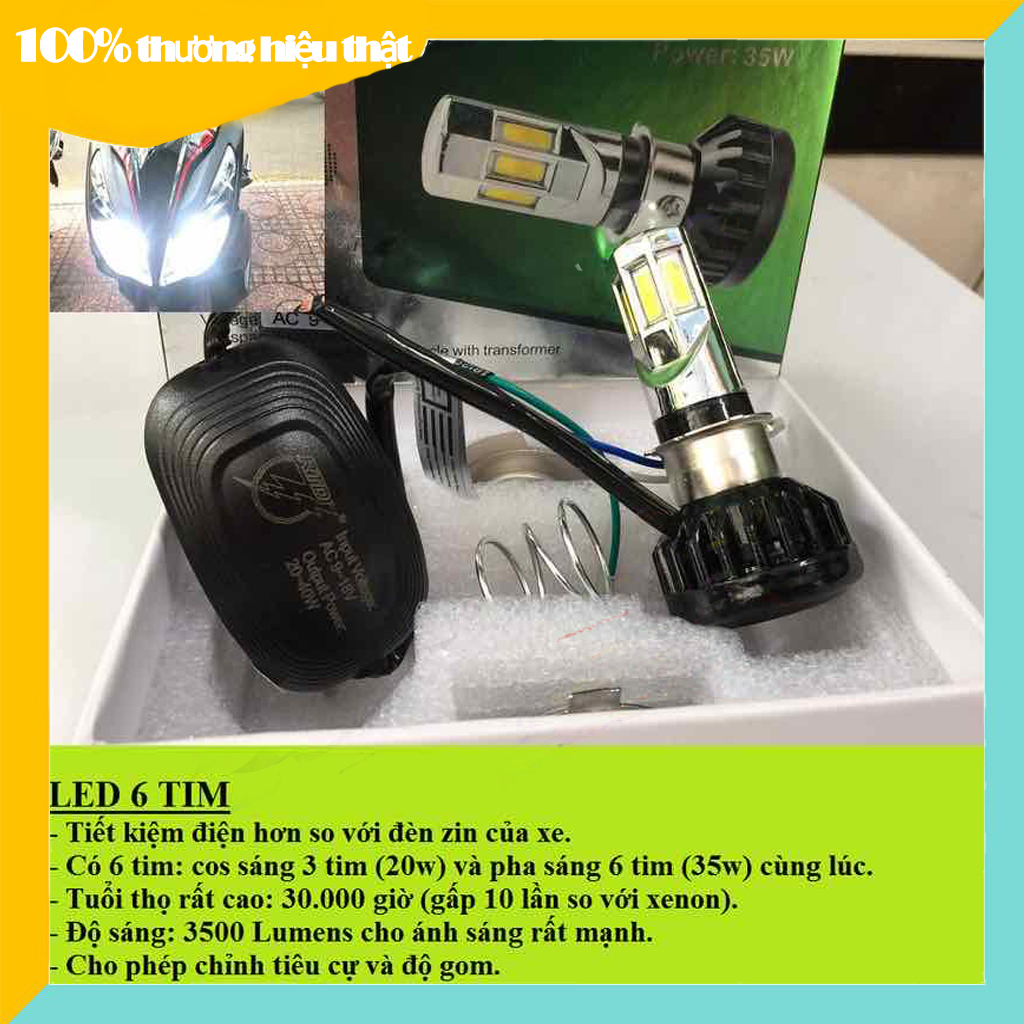 Đèn pha led 6 tim RTD LED xe máy đèn pha, Siêu sáng M02E 35W 9V-18V 6500K